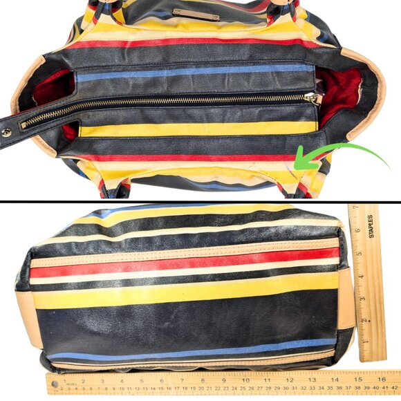 Kate Spade Stevie Westchester Multicolor Stripe Coated Canvas Large Satchel - Picture 5 of 10